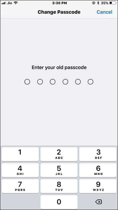 Enter Old iPhone Passcode