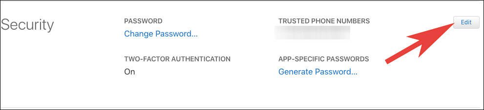 Open Appleid.Apple.com and tap on on Edit