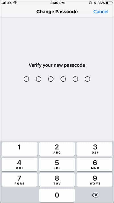 Re-enter New Passcode on iPhone and iPad