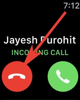 Tap on Disconnect Call Button to Delicine Call on Apple Watch