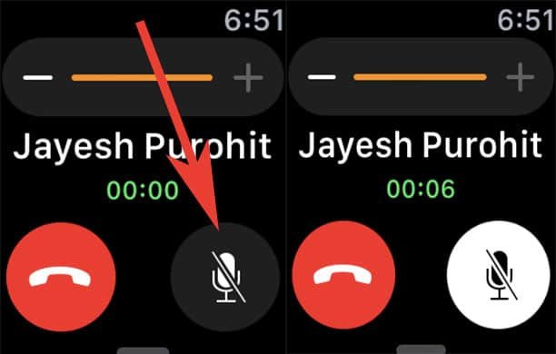 Tap on Mute Button on Apple Watch