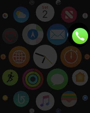 Tap on Phone App on Apple Watch