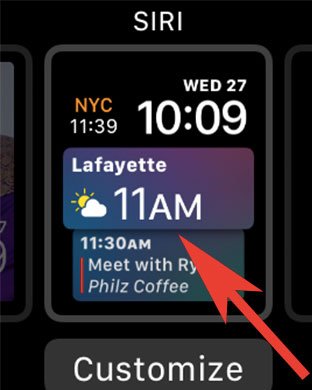 Tap on Siri Watch Face on Apple Watch