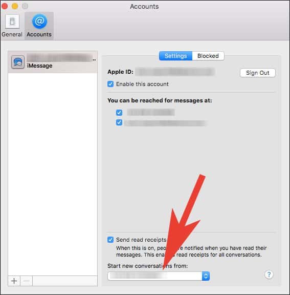 Choose iMessage Number or Email ID to displayed on Mac