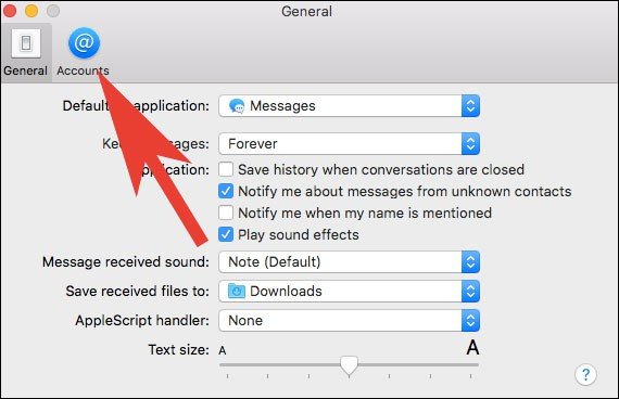 Click on Accounts Tab in iMessage on Mac