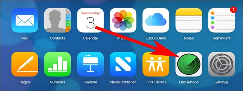 Click on Find My iPhone in iCloud.com