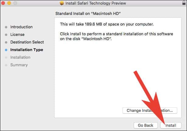 Click on Install to Get Safari Technology Preview on Mac