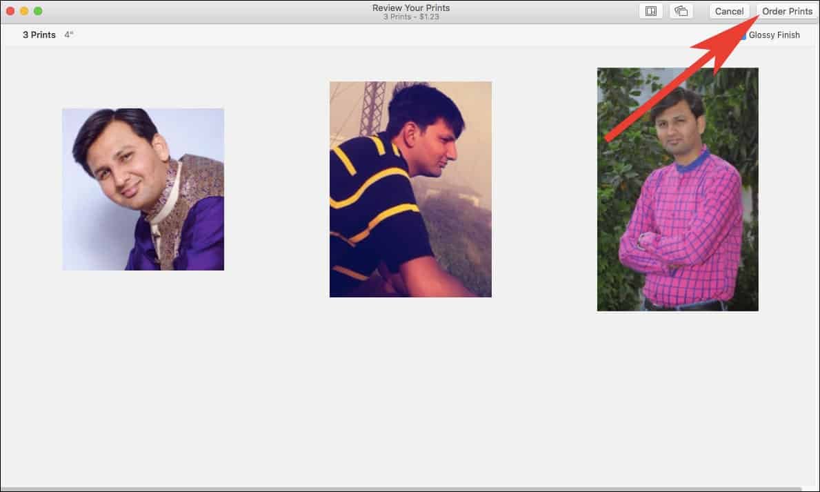 Click on Order Prints in Photos App on Mac