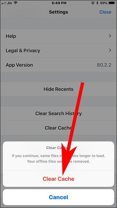 Delete Dropbox Cache on iPhone and iPad