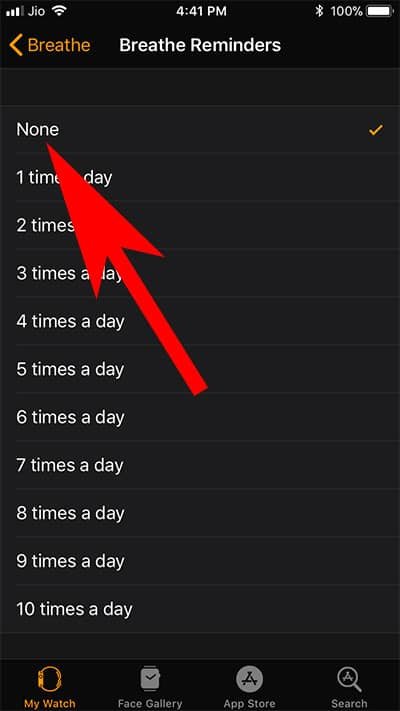 Disable Apple Watch Breathe Reminder