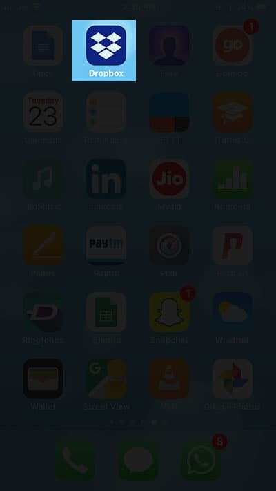 Open Dropbox App on iPhone and iPad