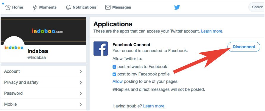 Revoke Facebook Access from Twitter