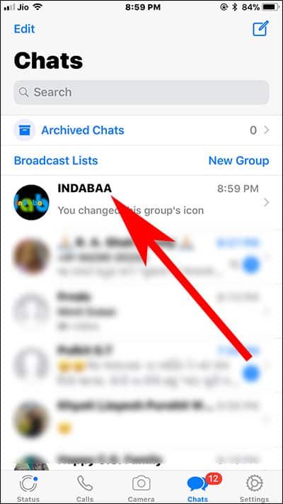 Select WhatsApp Chat on your iPhone