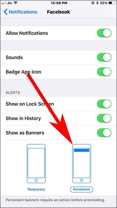 Set Persistent App Notifications on iPhone and iPad