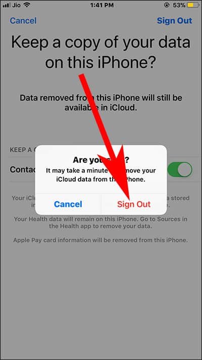 Signout from icloud on iPhone