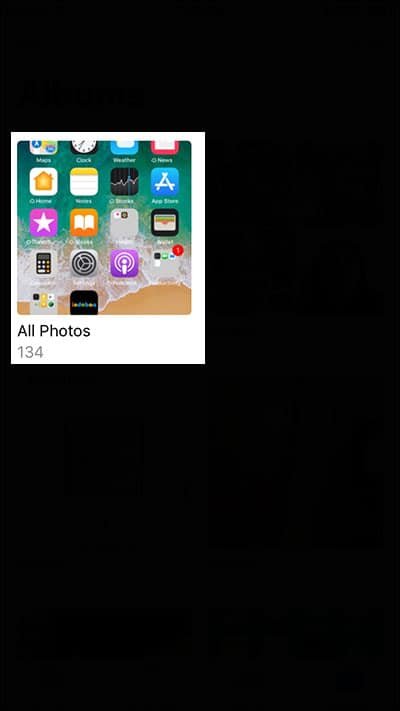 Tap on Album in iPhone Photos App