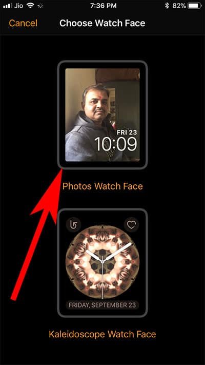 Tap on Photos Watch Face