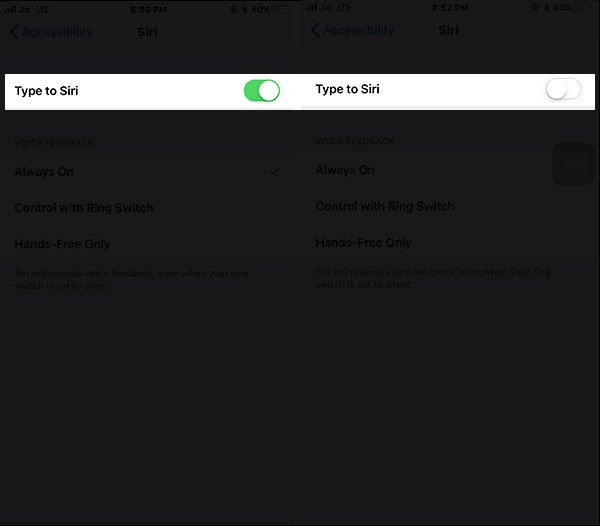 Disable Type to Siri on iPhone and iPad
