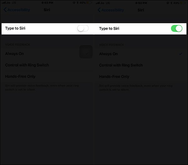 Enable Type to Siri on iPhone and iPad