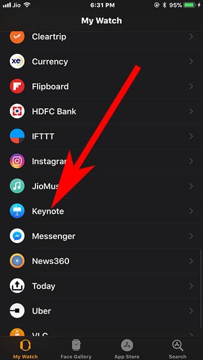 Tap on Any App on Apple Watch App on iPhone