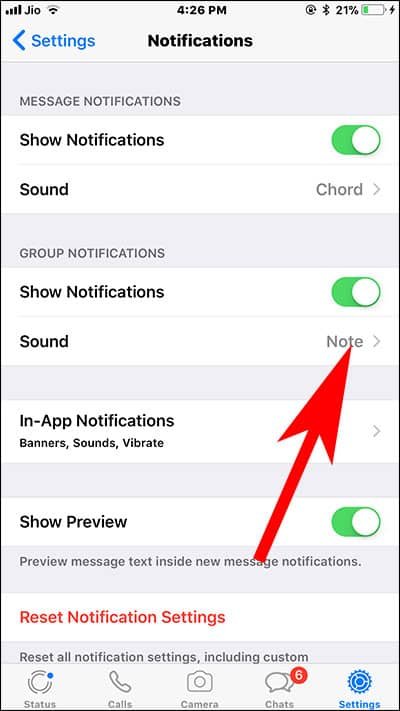 Tap on Sound Under Group Messages in WhatsApp on iPhone and iPad