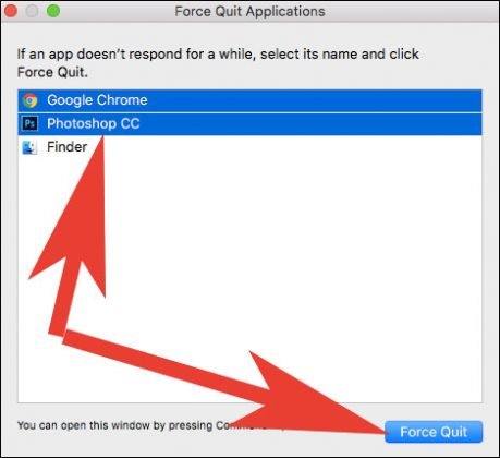 shortcut to force quit app on mac