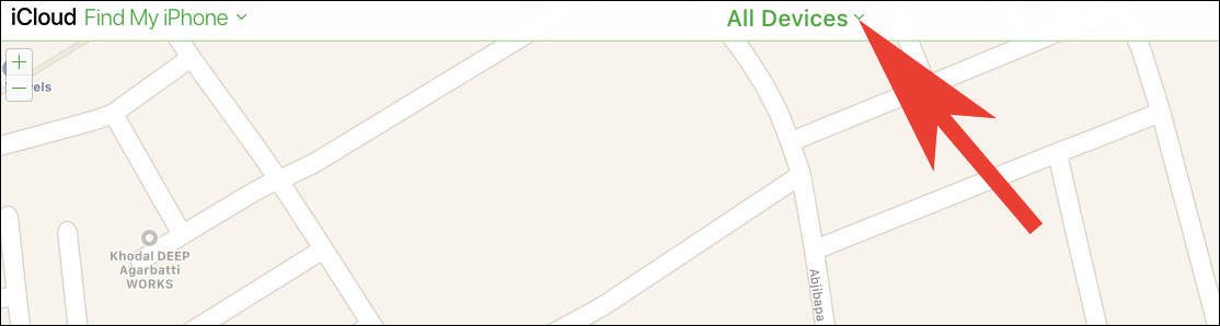 Click on All Devices in Find iPhone on iCloud