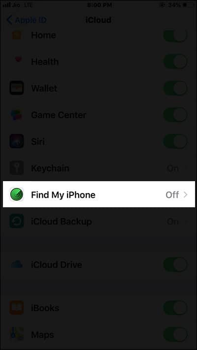 Turn On Find My iPhone