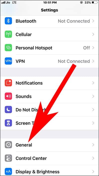 Tap on General on iPhone and iPad