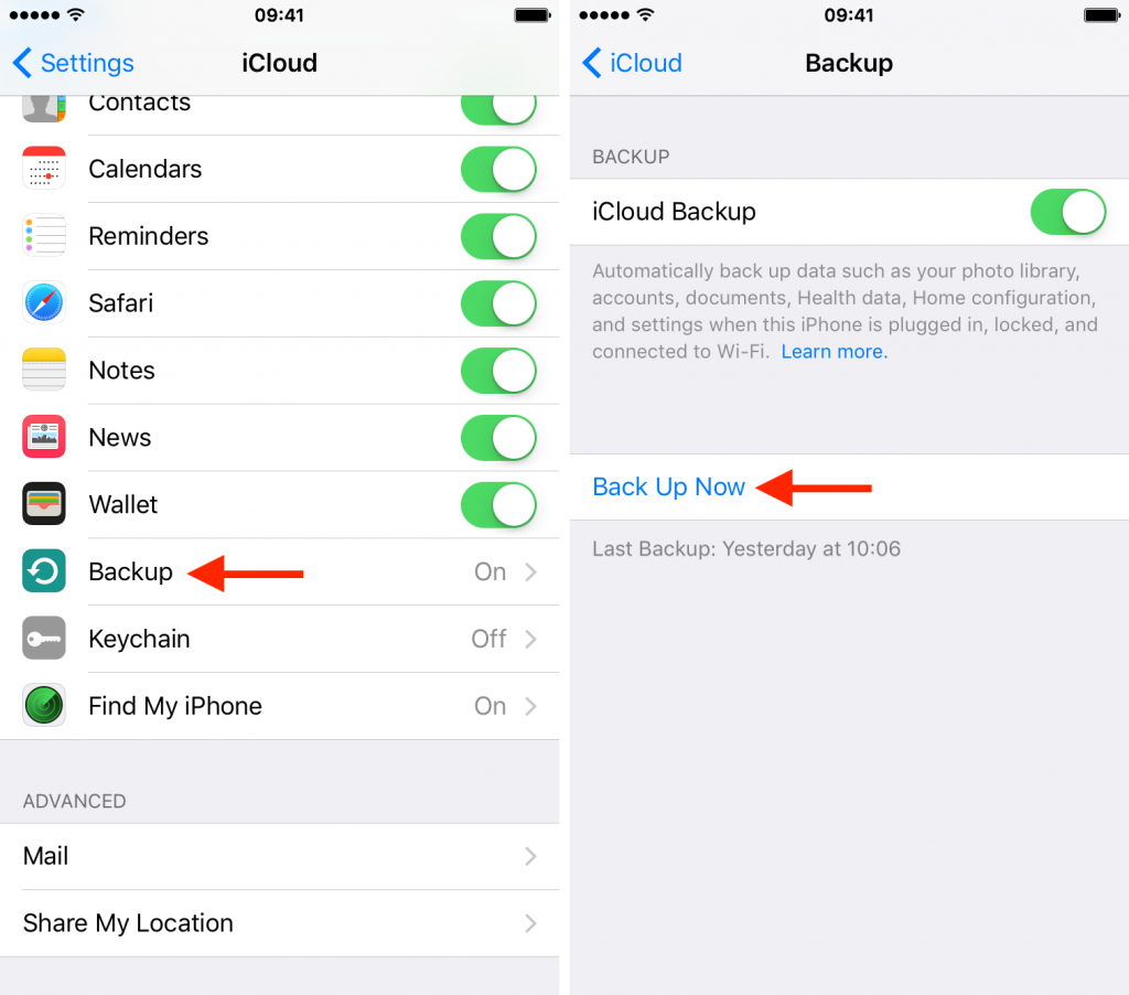 How to perform iCloud backup